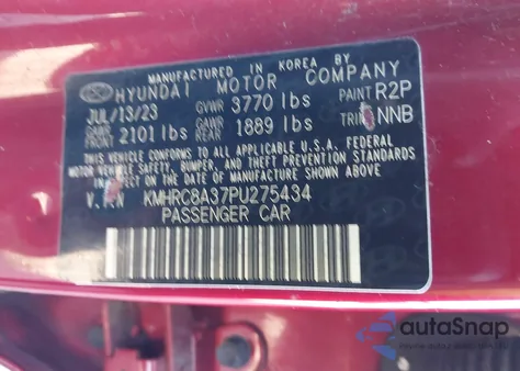 2023 Hyundai Venue Limited from USA, damaged, VIN KMHRC8A37PU275434